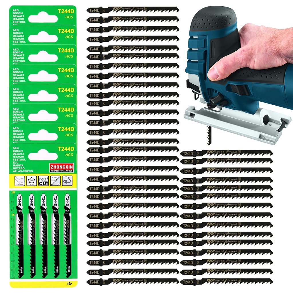 Serplex 50pcs T244D Jigsaw Blades Set T Shank Jigsaw Blades Tool for Wood Jig Saw Blade Set HCS Carbon Steel Saw Blades for Cutting Wood Curved & Scrolling Fine Finish Cuts Serplex 50pcs T244D Jigsaw Blades Set T Shank Jigsaw Blades Tool for Wood Jig Saw Blade Set HCS Carbon Steel Saw Blades for Cutting Wood Curved & Scrolling Fine Finish Cuts